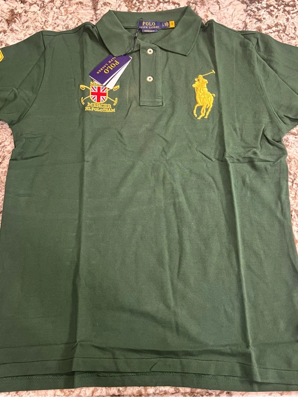 Ralph Lauren Forest Green Polo with Yellow Pony Emblem